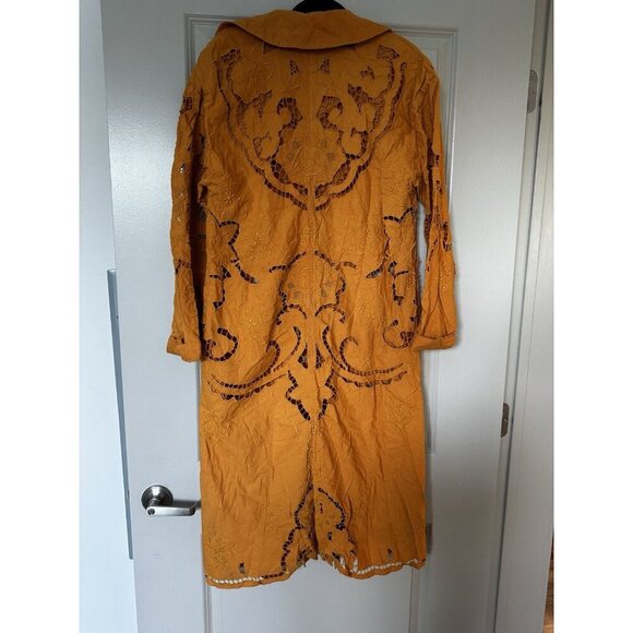 Free People Susanna Cutwork Eyelet Lace Longline Duster Jacket Pumpkin Small - Picture 7 of 10